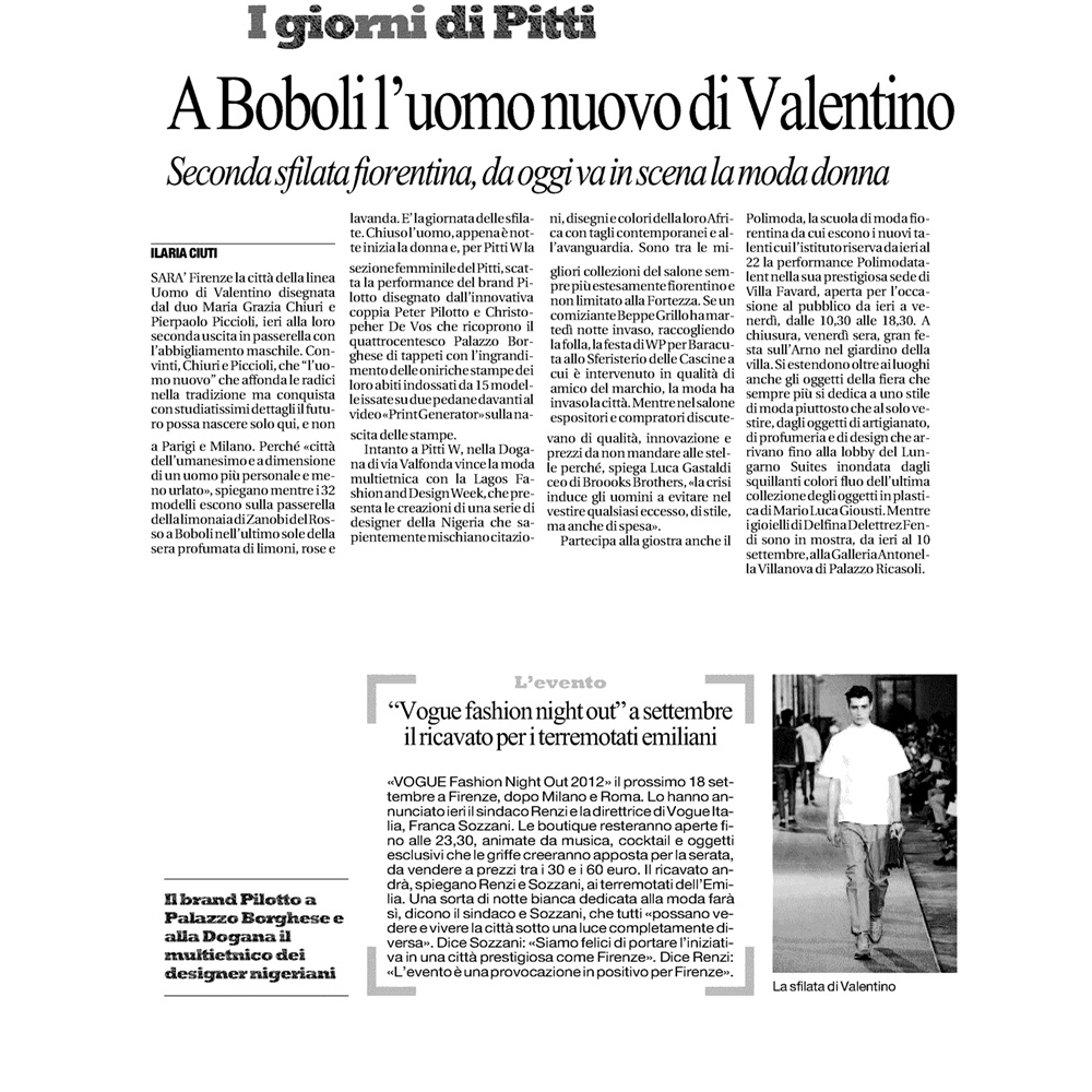 I giorni di Pitti - A Boboli l'uomo nuovo di Valentino