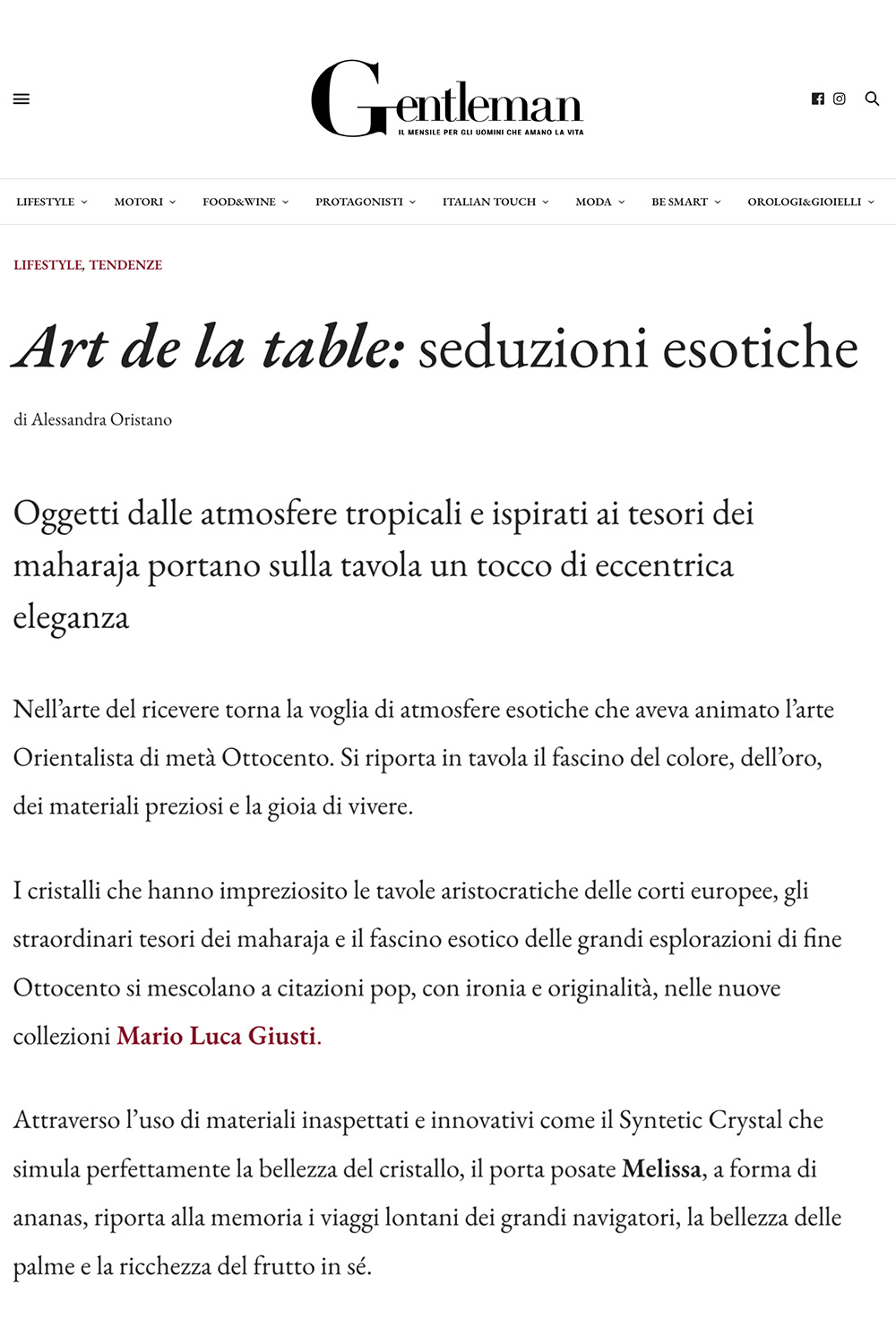 Art de la Table: Seduzioni Esotiche