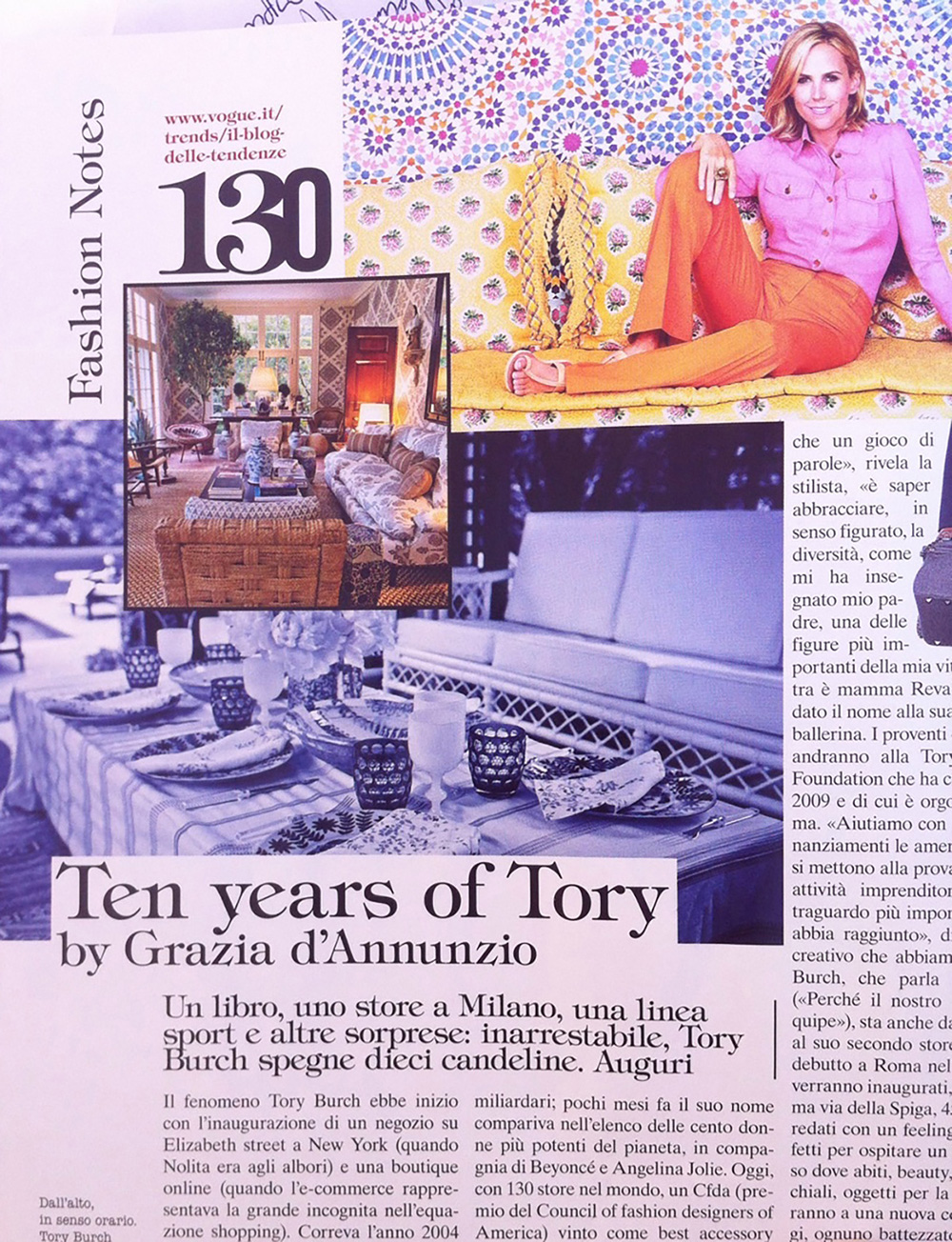 Vogue Italia a casa di Tory Burch