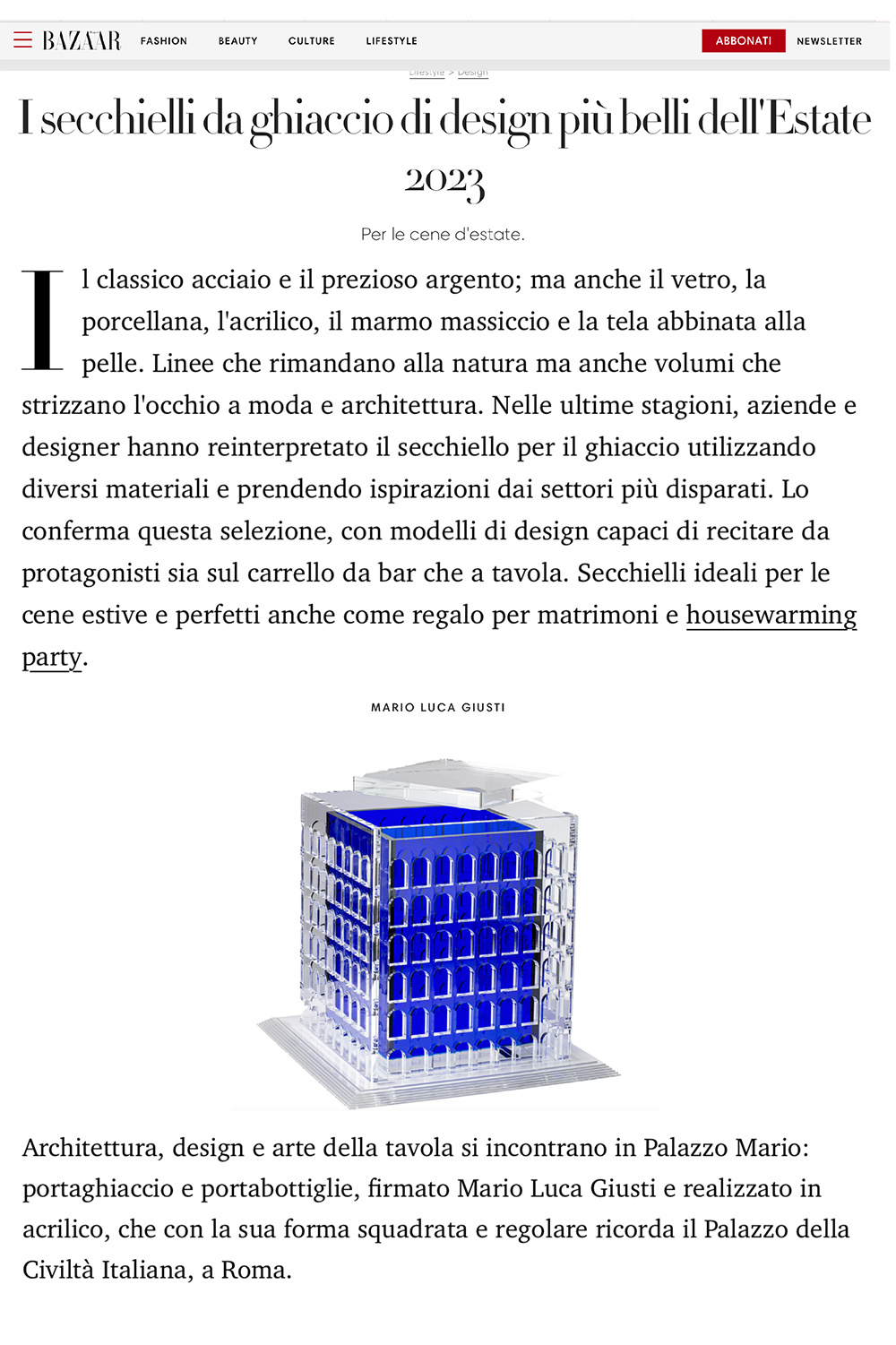 I Secchielli da ghiaccio di design più belli dell'Estate 2023