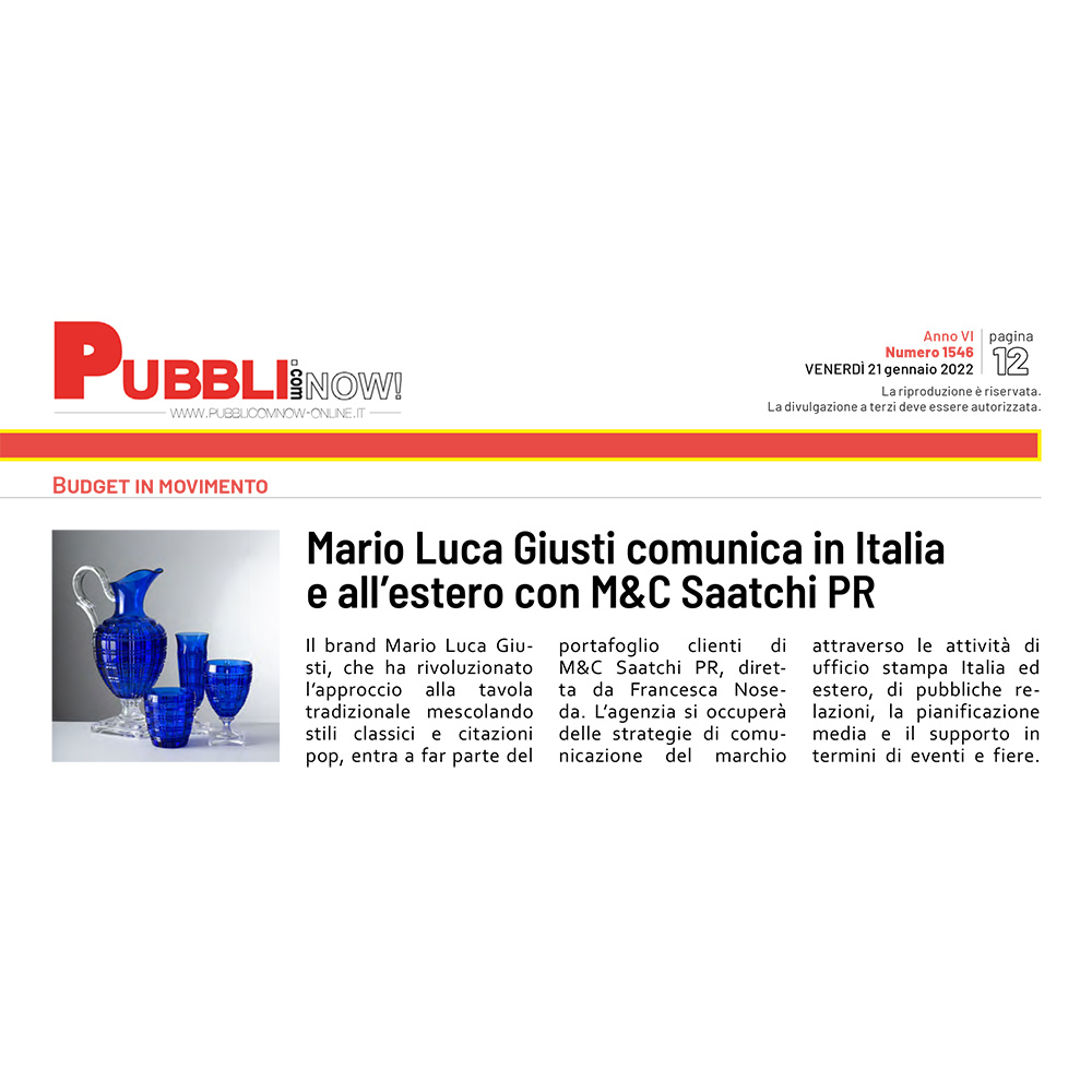 Mario Luca Giusti comunica in Italia e all'estero con M&C Saatchi PR