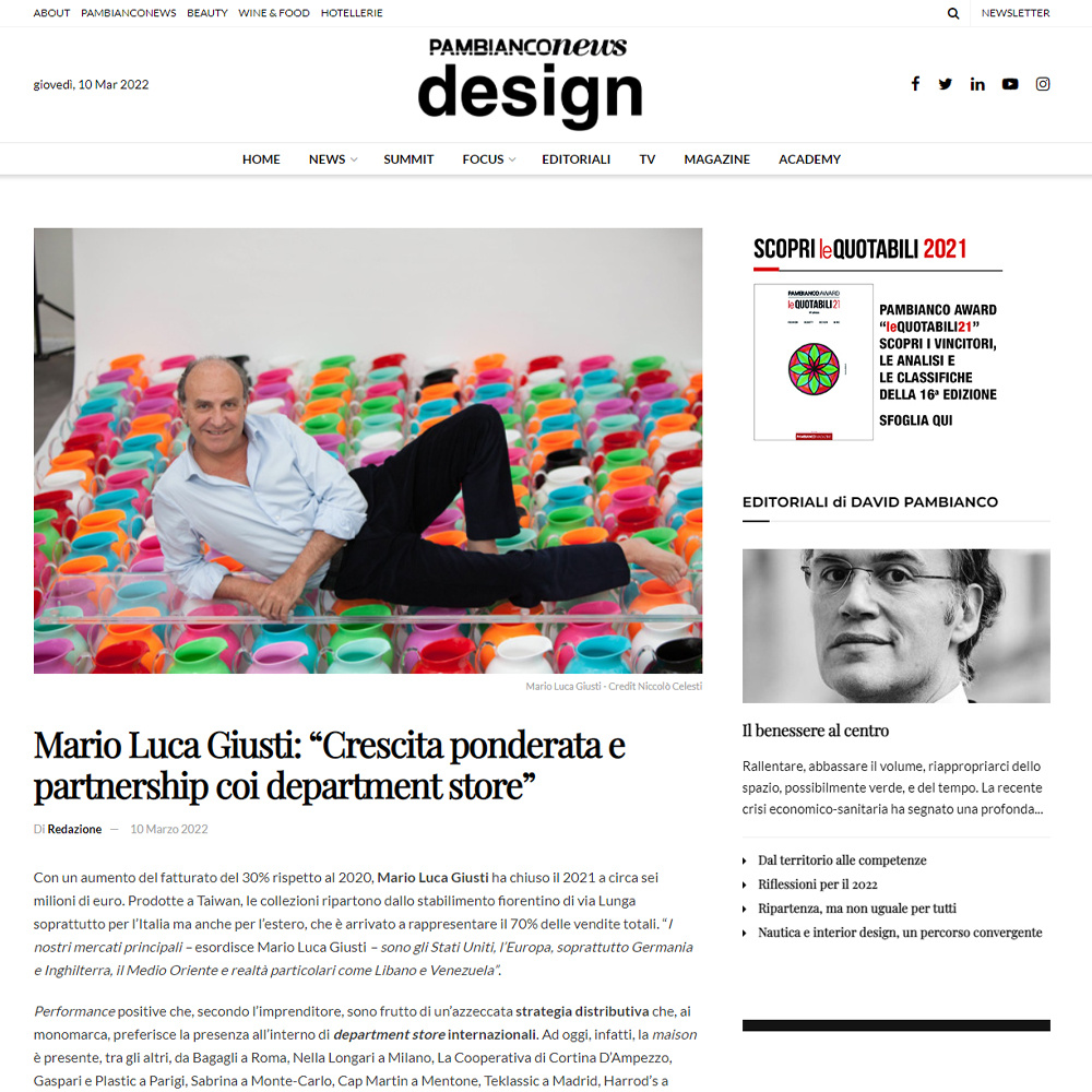 Mario Luca Giusti: “Crescita ponderata e partnership coi department store”