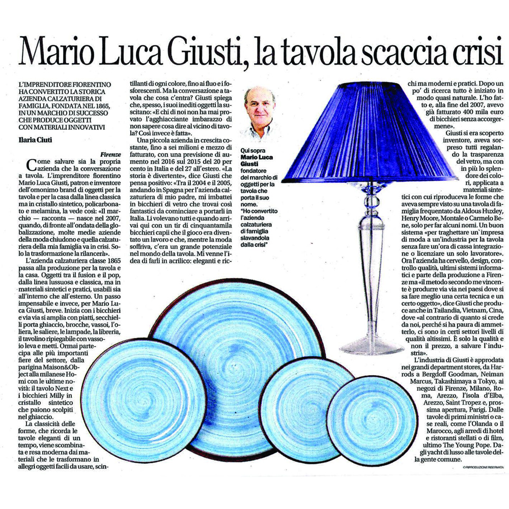 Mario Luca Giusti, la tavola scaccia crisi