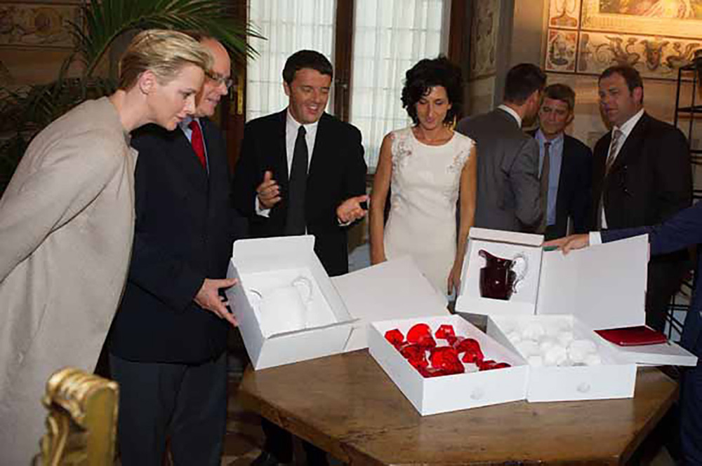 S.A.S. la principessa Charlène di Monaco, S.A.S. il principe Alberto II di Monaco, Matteo Renzi e Agnese Renzi