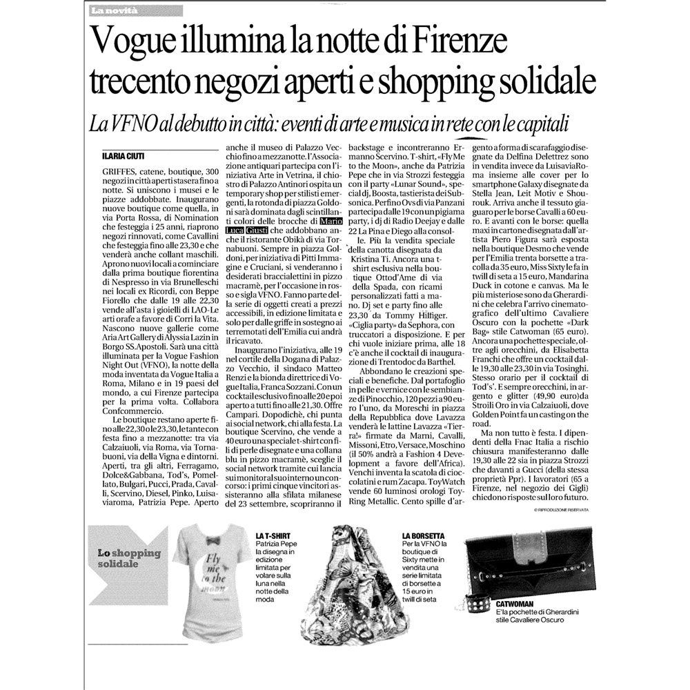 Vogue illumina la notte di Firenze trecento negozi aperti e shopping solidale